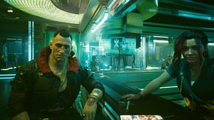 Cutscene Cyberpunk 2077 sebagai ilustrasi untuk Cyberpunk 2077 live action
