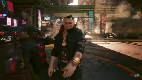 Cutscene di Cyberpunk 2077 sebagai ilustrasi Cyberpunk 2077 live-action