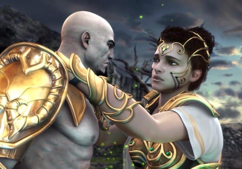 God of War 2 Kratos dan Athena di cutscene grafik PS2 terbaik